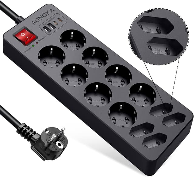 Detalle de Multipresa con USB-C 12 prese, 1,5 m