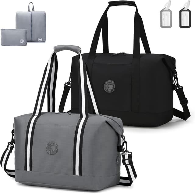 Detalle de SPAHER 2X Borsone da Viaggio Bagaglio a Mano 40x30x25 cm, 30 L (pieghevole) – impermeabile per palestra e weekend