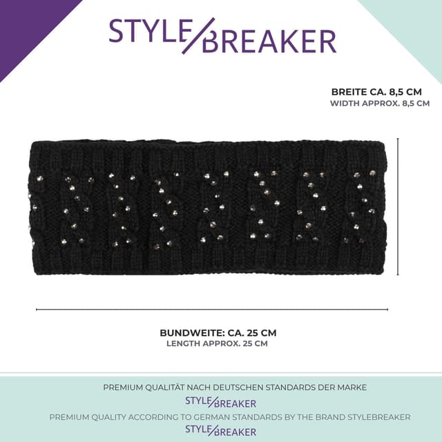 Thumbnail 5 de styleBREAKER Bandeau curry motif tresse et strass