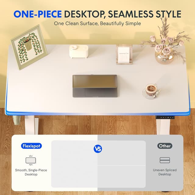 Detalle de FlexiSpot E1 Plus One-Piece Electric Standing Desk (120 × 60cm, White) with Memory Smart Panel