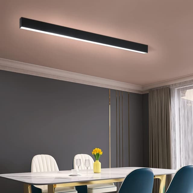 Detalle de Glitzerlife LED-Deckenlampe für Wohnzimmer, 107 cm, 32 W, dimmbar mit Fernbedienung (schwarz)