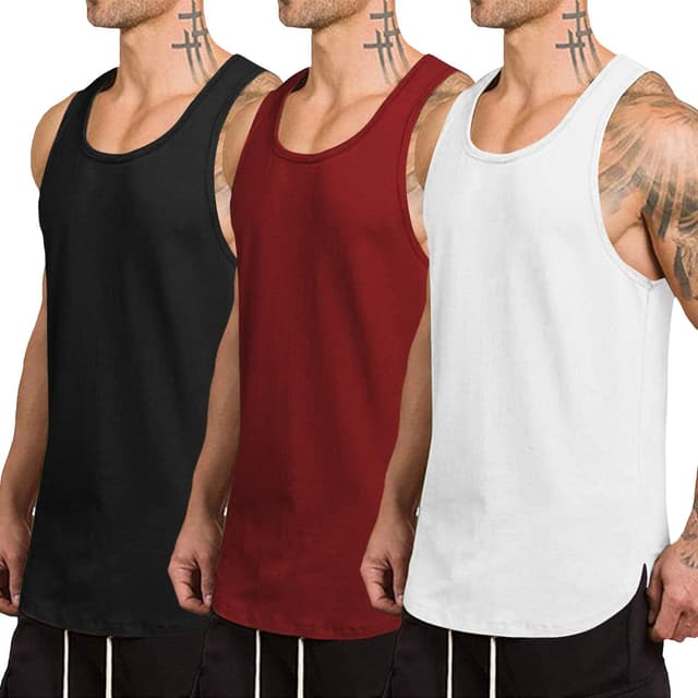 Detalle de COOFANDY Men’s 3-Pack Quick-Dry Workout Tank Top (Gym Muscle Tee)