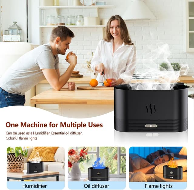 Thumbnail 6 de Gzvxuny Flame Essential Oil Diffuser (7 colour LED lights) – quiet humidifier & aroma machine with auto shut-off