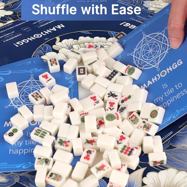 Thumbnail 6 de HWZ Mahjong Mat with 4 Tile Mixers & Storage Bag (31.5x31.5-inch, 3.5mm) — Navy Blue