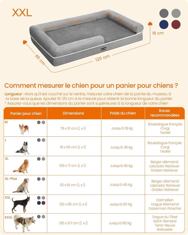 Thumbnail 1 de Feandrea Panier pour chien 120 x 80 x 18 cm