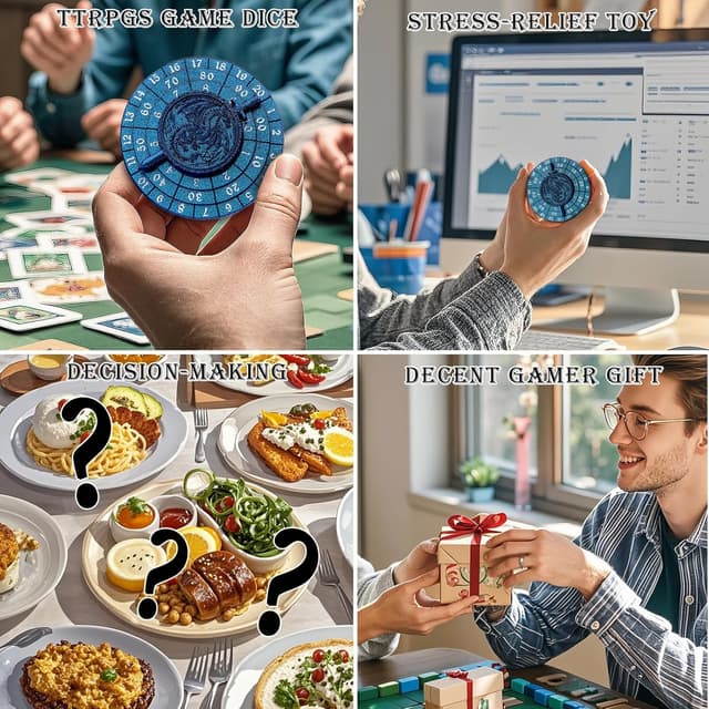 Detalle de Haxtec Spinner-Würfel 7-in-1: D&D-Würfel-Set mit drehbarem Spinner