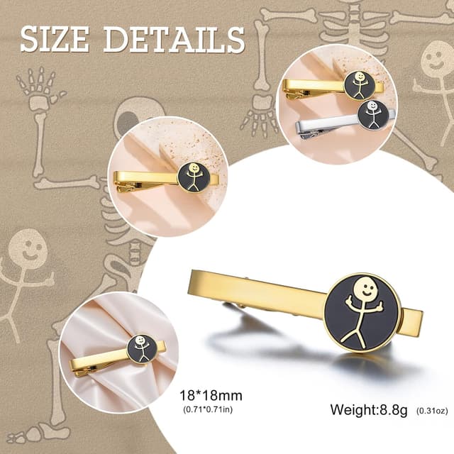 Detalle de Dreamtimes Rock Skull Hand Krawattenklammer aus Edelstahl – „Rock on“-Handzeichen für Halloween & Statement-Looks