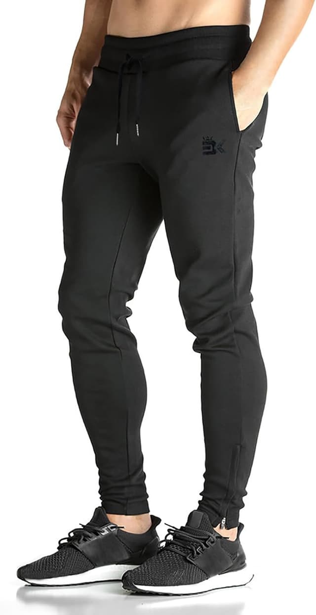 Detalle de BROKIG Mens Zip Gym Joggers – slim fit track trousers with ankle zip