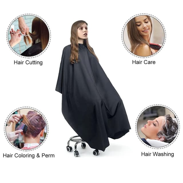 Detalle 2 de LOPHE Haarschnitt Friseurumhang mit Nylon, Hals-Staubbürste und Stylingkamm (115 × 145 cm)