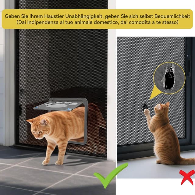 Detalle de ENJOYING Gattaiola per Zanzariera 24 x 29 cm con chiusura magnetica e bloccaggio