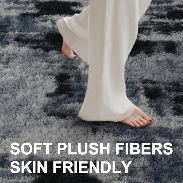 Detalle 1 de 9x12 Ft Extra Large Shag Rug (Blue) for Living Room & Bedroom, Ultra-Soft Fluffy Area Rug for Kids Decor