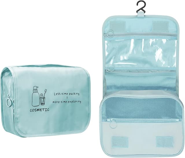 Detalle de FINPAC Kulturbeutel zum Aufhängen – transparente Waschtasche mit Haken, leicht & mit Fächern