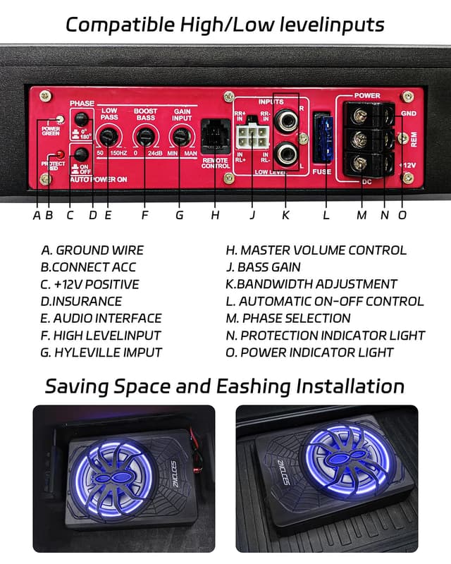 Thumbnail 6 de Znclces 2025 10" 1200W Slim Under-Seat Subwoofer ๐