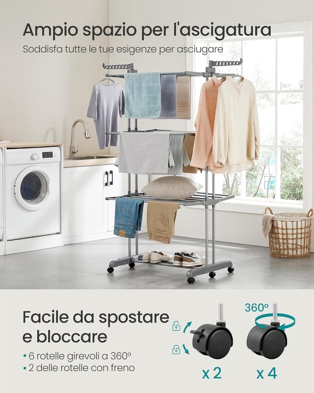 Detalle de SONGMICS Stendibiancheria 4 livelli 41 kg