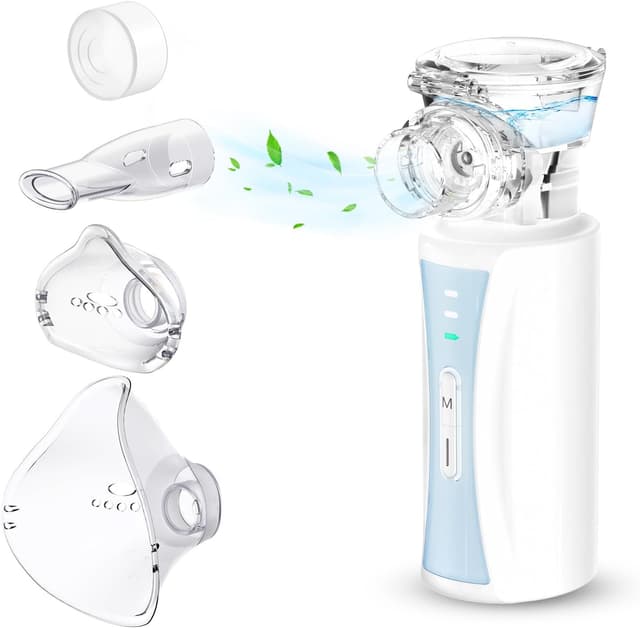 Detalle de Tragbares Inhalationsgerät NIKYPJ (blau) mit 2 Geschwindigkeitsmodi, USB‑Aufladung und 3 Teilen für Erwachsene & Kinder
