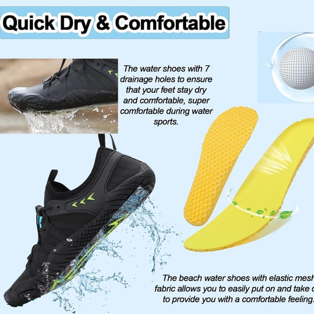 Detalle 2 de Bravover Quick Dry Barefoot Aqua Shoes for Men & Women – five-finger beach, pool, swim and surf shoes