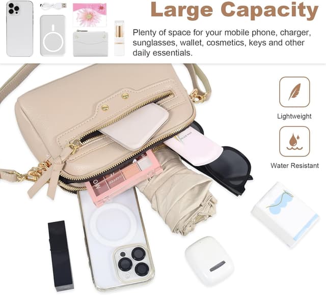 Thumbnail 6 de LassZone vegan leather crossbody bag for women – small phone purse with adjustable strap and multi-pocket design