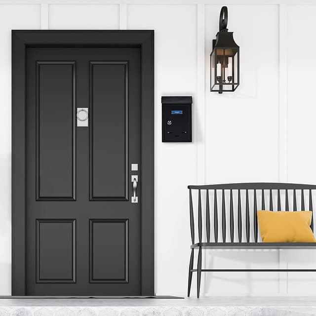 Detalle 2 de Relaxdays Buzón Pared Vertical negro 26,5×19×6,5 cm