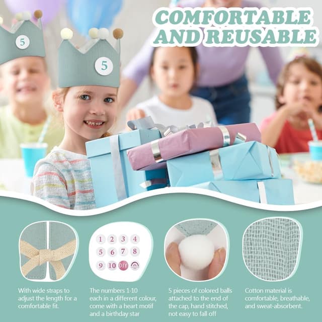 Thumbnail 2 de URAQT Birthday Crown for Kids