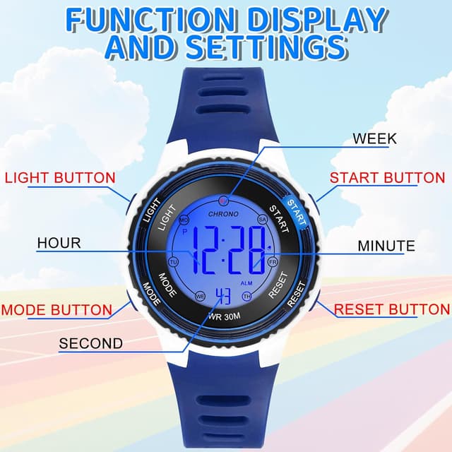 Thumbnail 5 de Edillas Montre Enfant Numérique 30M Étanche