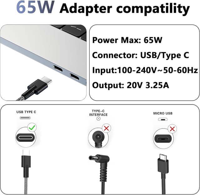 Detalle 2 de 65W USB-C laptop charger for HP