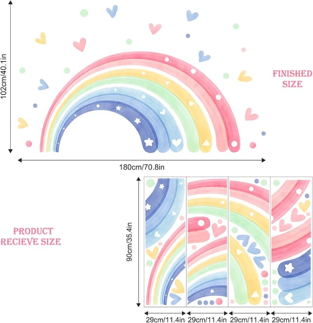 Detalle 2 de Supzone Regenbogen Wandtattoo 180x102 cm