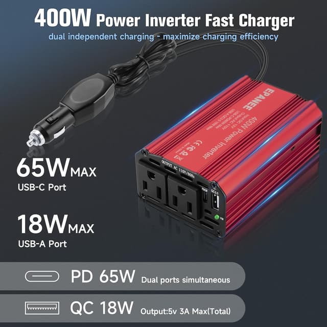 Detalle 2 de 400W Car Power Inverter 12V 🔌