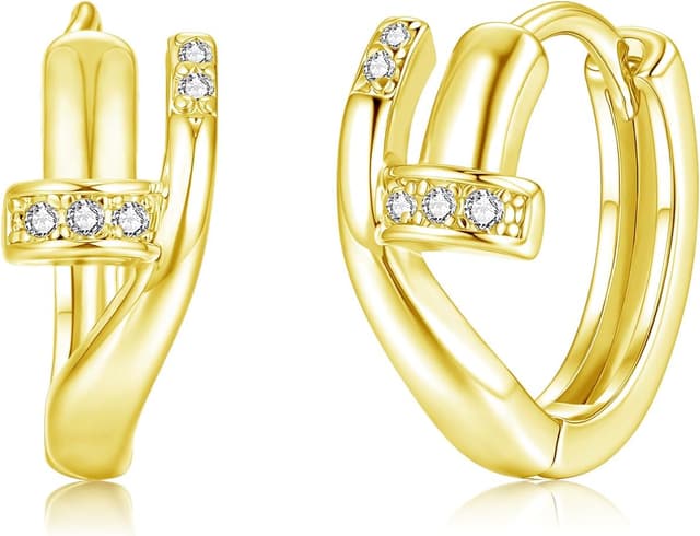 Detalle de Cangall Silber-Creolen 925 klein mit Kreuz, 13 mm (hypoallergen, Nickelfrei)