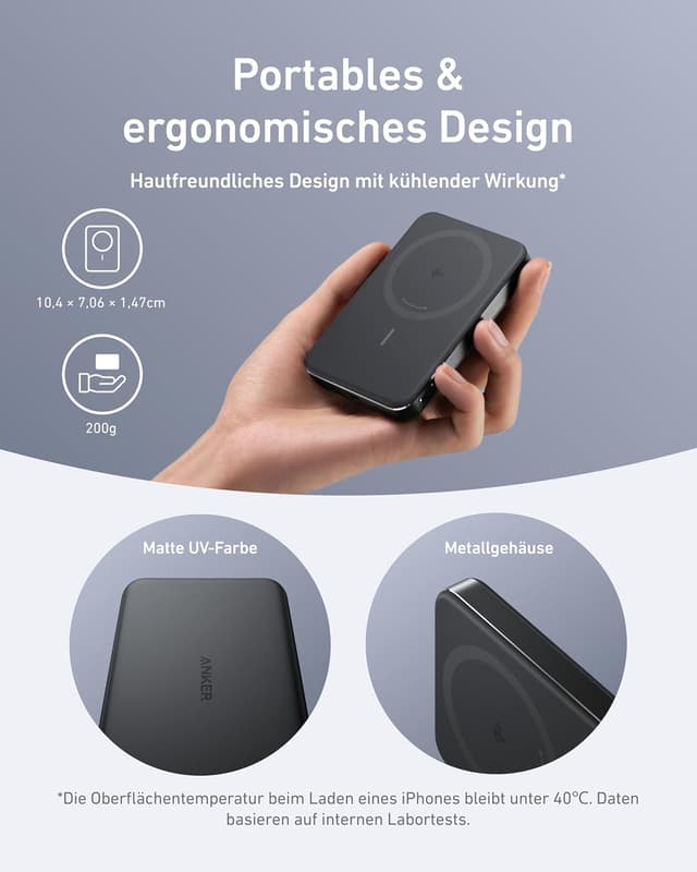 Detalle 2 de Anker MagGo Powerbank Slim 10000mAh für iPhone 14–17