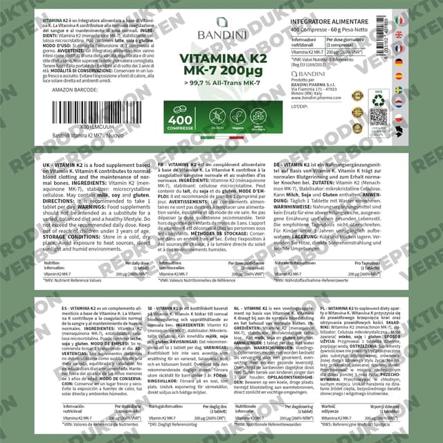 Detalle de BANDINI Vitamin K2 MK-7 200 µg, 400