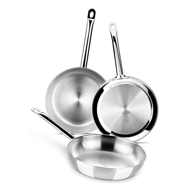 Detalle de Bra Set de 3 sartenes de acero inoxidable profesional 24 cm