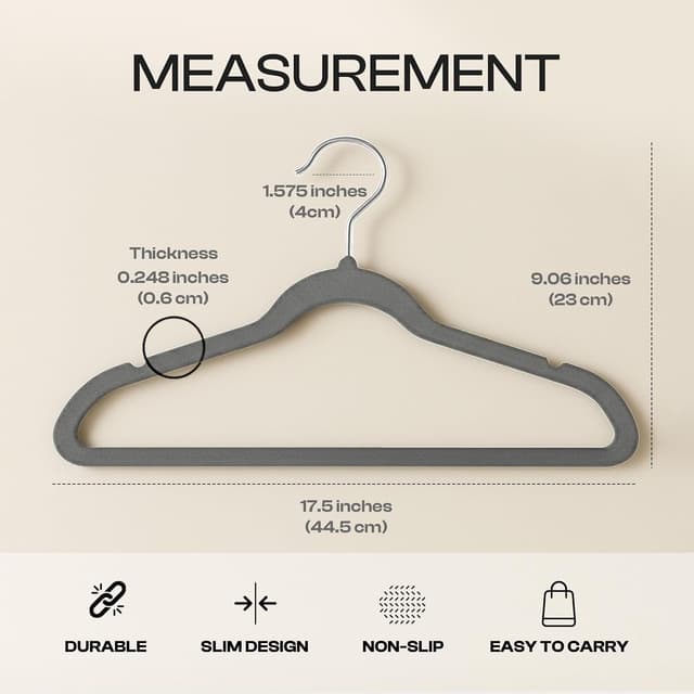 Thumbnail 5 de Utopia Home Perchas Terciopelo 20 unidades