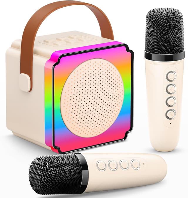 Detalle de Gontence Karaoke per Bambini con microfono Bluetooth, luci LED e effetti di voce per 3-12 anni