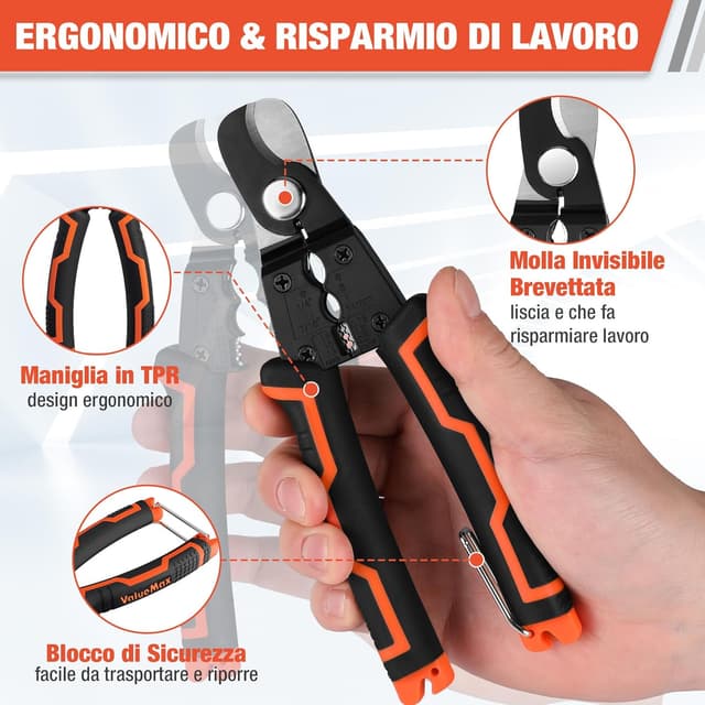 Detalle de ValueMax Tagliacavi Multifunzione 4-IN-1 da 17 cm con foro di spelatura e sezioni 0,75/1,5/2,5 mm²