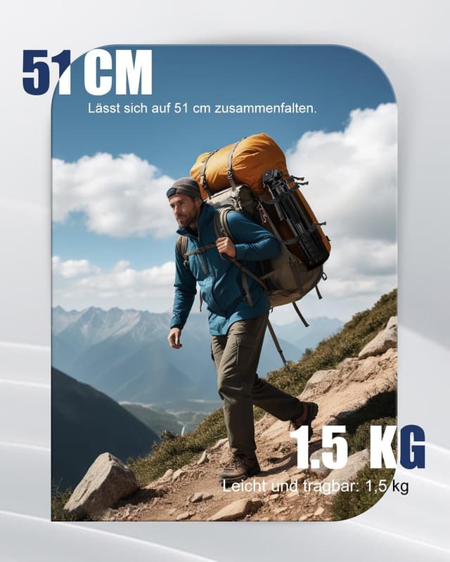 Detalle 2 de CAMBOFOTO SAB265B 186 cm Kamera-Stativ & Einbeinstativ (Aluminium) für DSLR, spiegellose Kameras, Handys