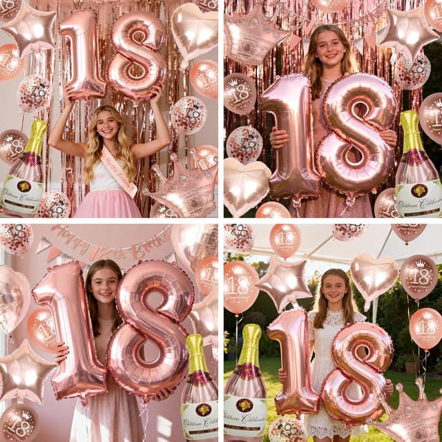 Thumbnail 6 de 18th Birthday rose gold decorations 18