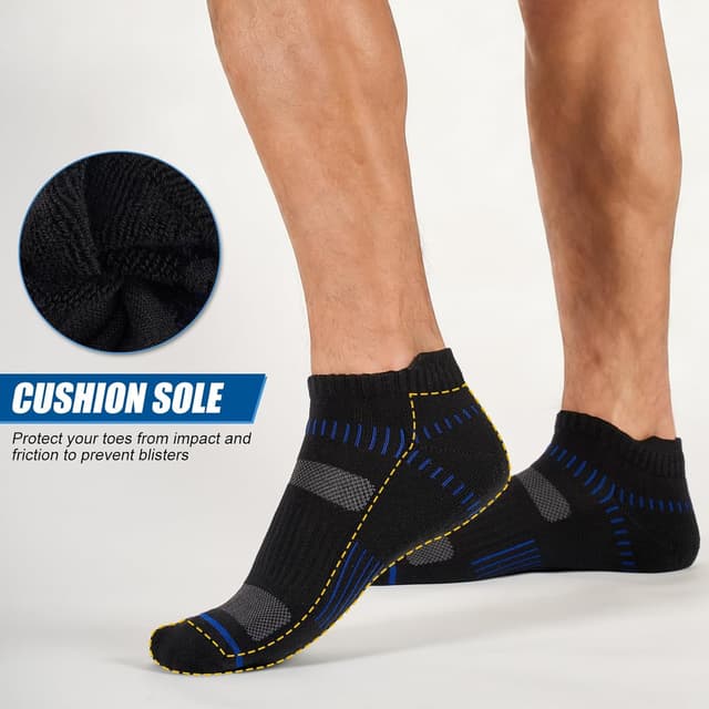 Detalle 2 de Niofind trainer socks (6 pairs) – cushioned ankle low-cut running and walking socks, cotton blend in black, white and grey