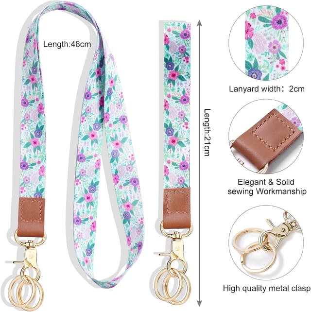 Detalle 2 de Vicloon Schlüsselband Set (Lanyard + Wristlet) mit Metallringen und beidseitigem Vollfarb-Druck