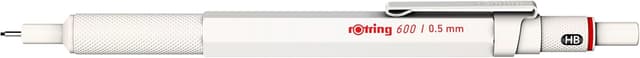 Detalle de rOtring 600 portemine HB 0,5 mm blanc nacré – corps entièrement métallique à prise crantée