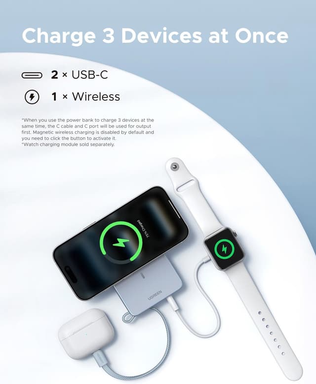 Detalle de UGREEN MagFlow MagSafe power bank 10000mAh