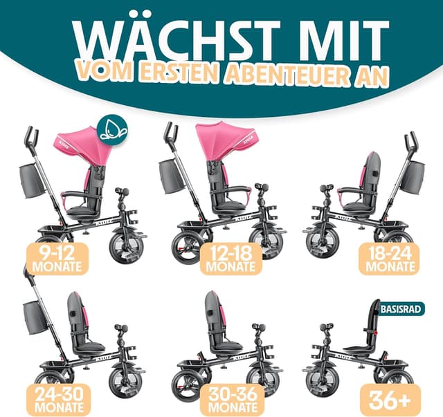 Detalle 2 de KIDIZ Dreirad 6in1 Kinderdreirad ab 9 Monaten