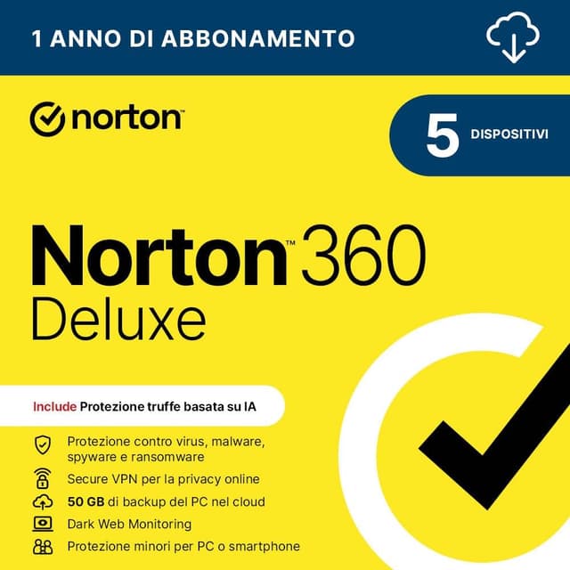 Detalle de Norton 360 Deluxe 2026 antivirus 5 dispositivi