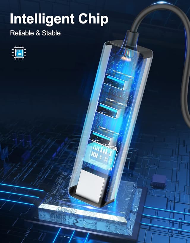 Detalle 2 de ABLEWE USB-C to Ethernet Adapter (4-in-1) with RJ45 Gigabit LAN + USB 3.0 Ports