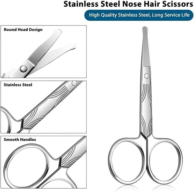 Detalle 2 de MIETONG stainless steel nose hair scissors with curved safety blades