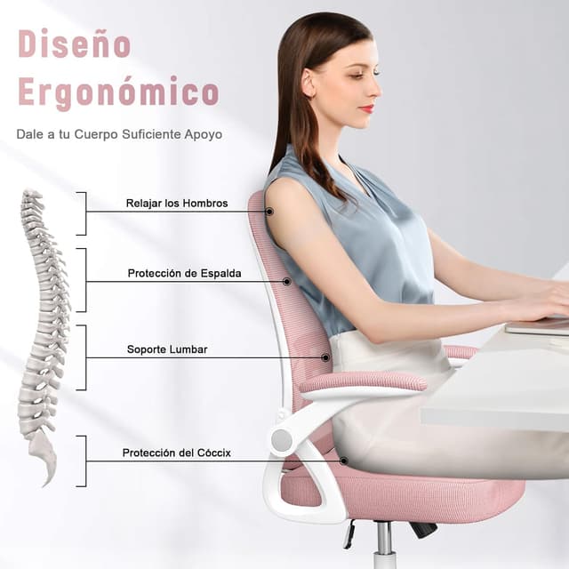 Thumbnail 3 de naspaluro Silla de Oficina Ergonómica Giratoria Rosa