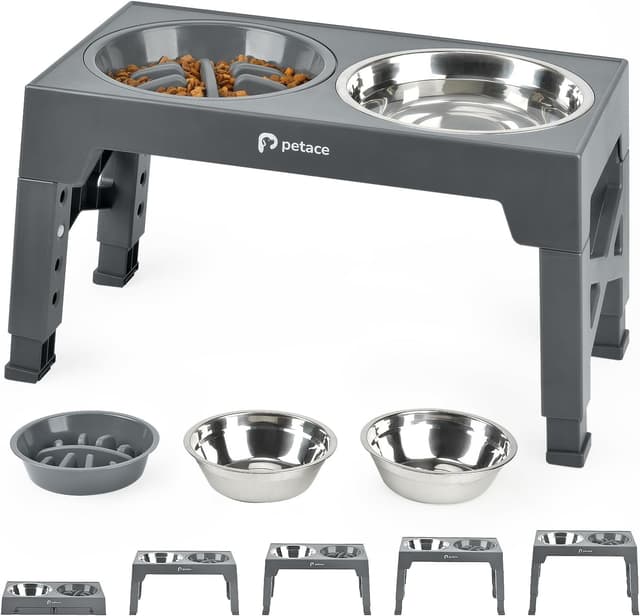 Detalle de Petace Comedero Perro Elevado 2x1200ml 1x800ml 🐾
