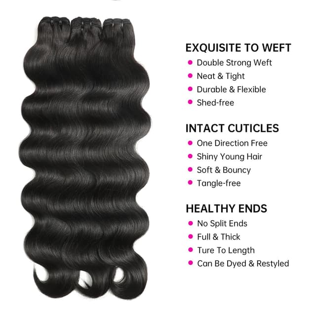 Detalle 2 de Human Hair Bundles 18 20 22 Body Wave