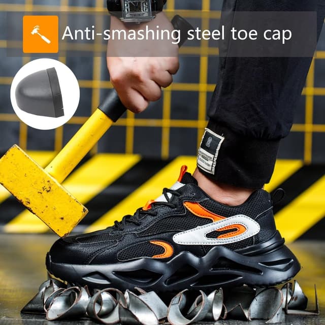 Detalle de Annvia steel toe cap safety trainers (men & women) – lightweight, non-slip, puncture-resistant work shoes