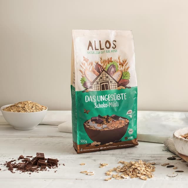 Thumbnail 2 de Allos Das Ungesüßte Schoko-Müsli 5×500 g 🥣