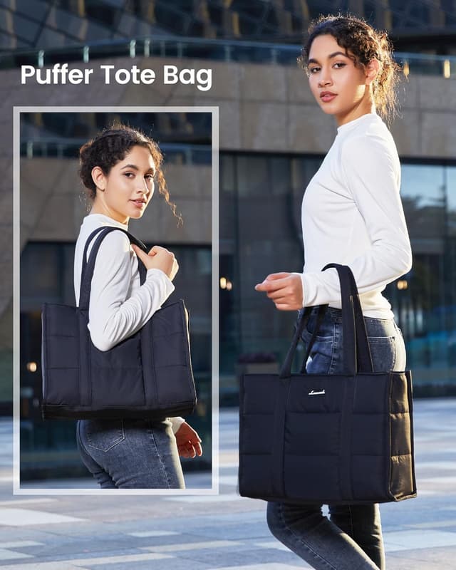 Detalle 2 de LOVEVOOK puffer quilted tote bag